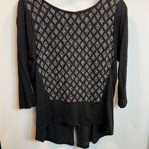 Lucky Brand Black and White Diamond Blouse